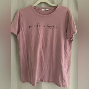 Mauve pink shirt. “You make me happy…”